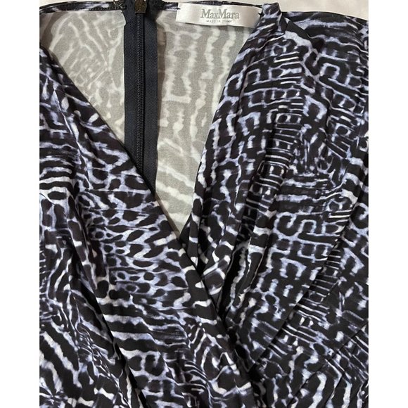 MaxMara Navy Patterned Long Sleeve Dress - Picture 6 of 8